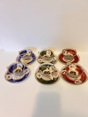 Oscar Schlegelmilch Germany Porcelain Cup & Saucer Set of 6   Rare Multi-Color C