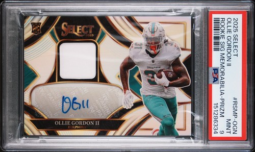2025 Select - Ollie Gordon II - Rookie Signature Relic /249 *PSA 9* Dolphins
