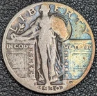 1930 Standing Liberty Silver Quarter 25C BLUE TONING! Old Glory C&C 1c Auction!
