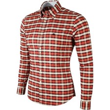 Brooks Brothers Shirt Mens Large Red Plaid Regent Fit Non Iron Golden Fleece