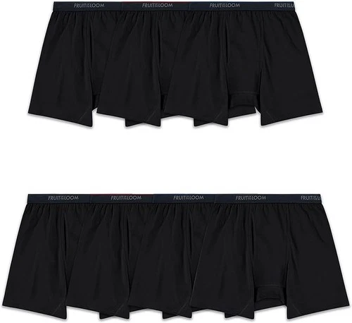 FRUIT OF THE LOOM BLACK BOXER BRIEFS 12PK FAMOUS BAG