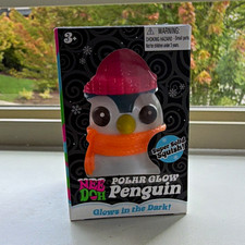 Nee Doh Squishmas Polar Glow Penguin Glow-in-the-Dark Super Solid Squeeze Toy