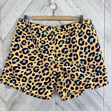 Chubbies Swim Trunks Mens Large Orange Leopard Cheetah Print Unlined 5" Inseam