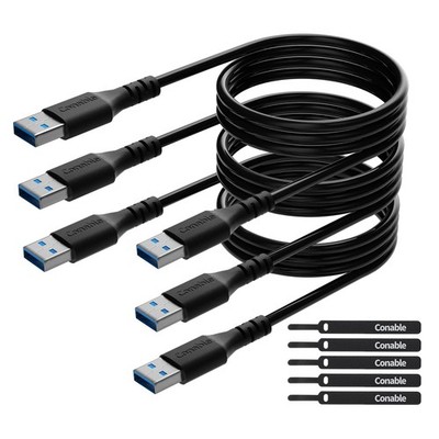 3 Pack Short USB 3.0 Male To Male Cord Type A Data Transfer Cable 2 Feet