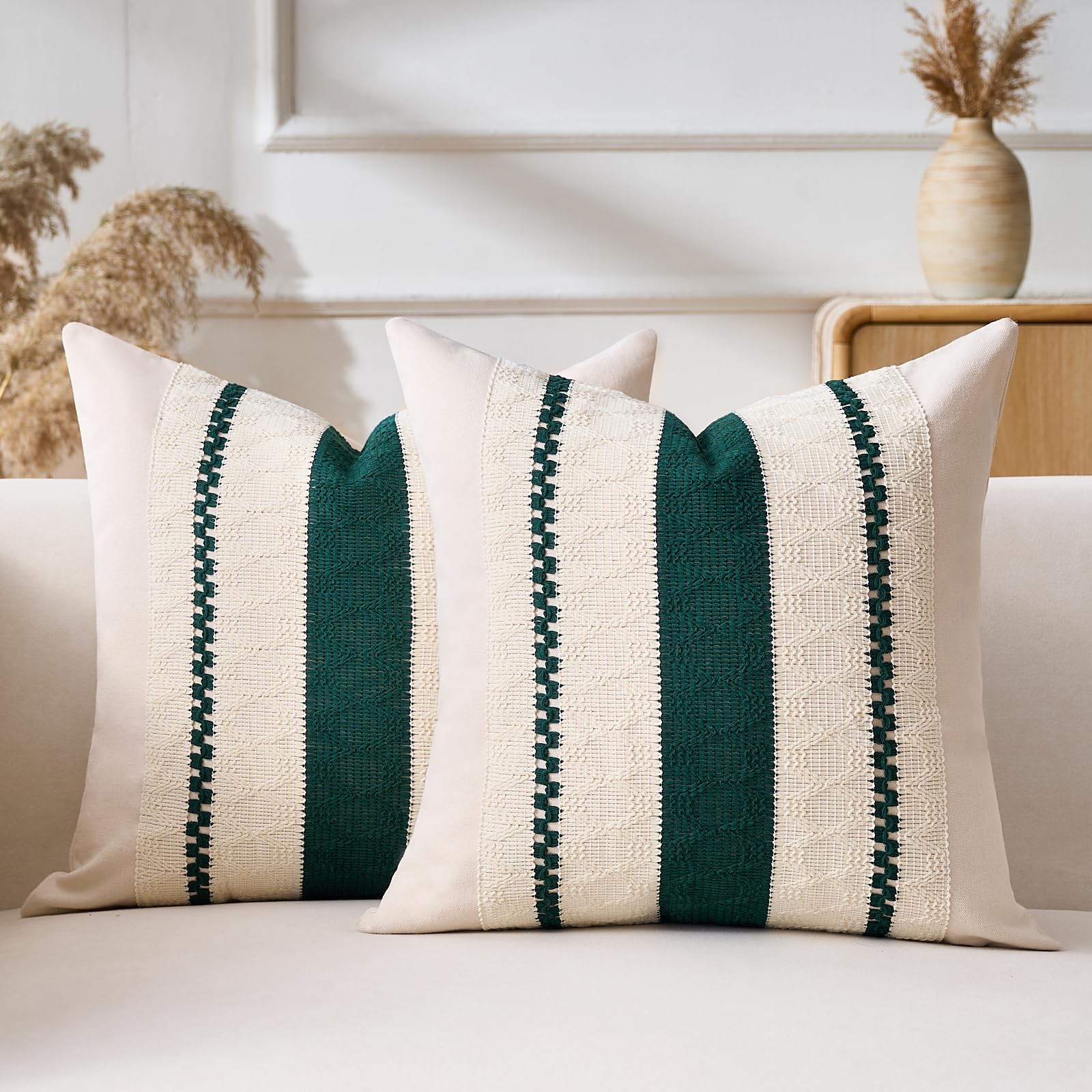 Housse de coussin 50x50 vert lot de 2 pour renover un canape fatigue