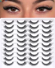 False Eyelashes 20 Pairs Wispy Lashes Faux Mink Lashes 14Mm 3D Fluffy Cat Eye La