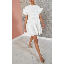 Ulla Johnson Leonie Dress Blanc White Eyelet Tiered Poplin Size 4 NWT