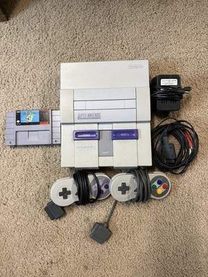 Super Nintendo SNES System Console With 2 Controllers, AC & A/V Cords, Mario