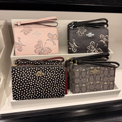 Coach Corner Zip Wristlet Sparkly Butterfly Print CCJ72 CCL22