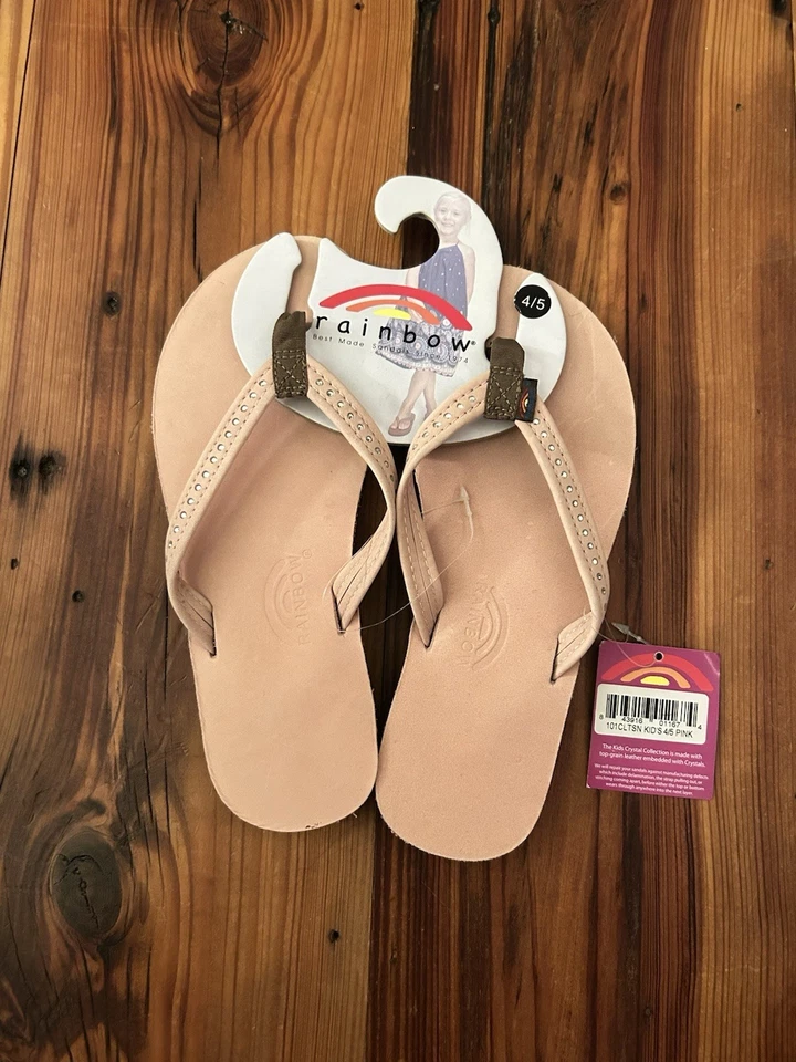 Chanclas nuevas con etiquetas rosa diamante arco iris niñas talla 4/5 Foto 3 de 3