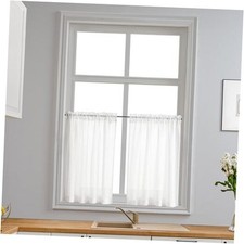 Short Sheer Curtains 36 Inches Length 2 Panels 25"W x 36"L Pack of 2 White