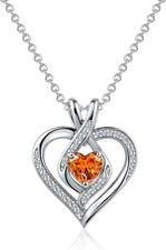 Sliver Heart Birthstone Necklace for Women, Love Pendant Necklaces, Cubic...