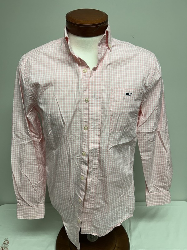 EUC Vineyard Vines Mens Size Small Slim Fit Tucker LS Pink White Plaid Shirt 