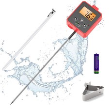Digital Candy Thermometer with Pot Clip, Backlight LCD, 8" Long Probe, Temper