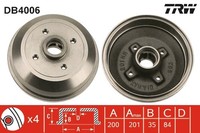 2X Bremstrommel TRW DB4006 FüR Opel Chevrolet CC TR S93 Tigra S83 Corsa Caravan