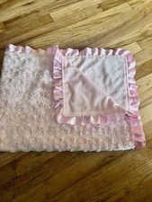 Parent s Choice Baby Blanket Rosette Swirl Ruffle Pink Plush Satin Trim Walmart