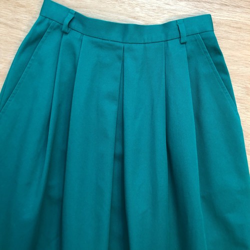 vtg David Brooks Riding Skirt Sz 6 Midi Pleated Green Cotton Twill 70s 80s USA - Picture 2 of 12