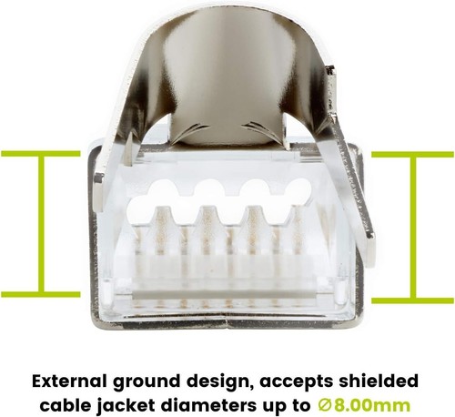 50-Pack Pass-Through RJ45 Modular Plugs - Gold Plated, Shielded STP Connectors - Photo 7/10