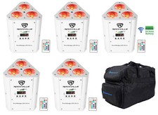  5 Rockville RockWedge LED White RGBWA UV Rechargeable Wireless DMX Lights Bag