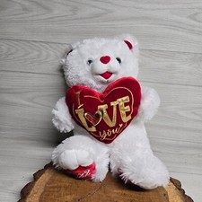 White Sweetheart 2022 Teddy Bear Happy Valentine Red Heart Plush 30th Anniv 18"