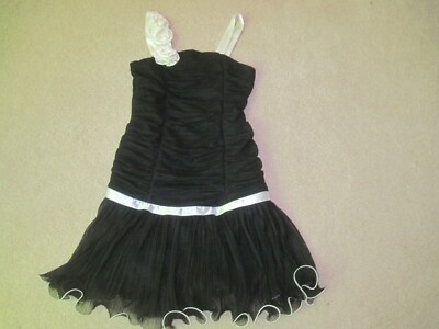 AMY BYER PARTY DRESS, BLACK/IVORY, GIRLS 14, SOFTLY DRAPED SHEER OVER  SOLID,NICE | eBay