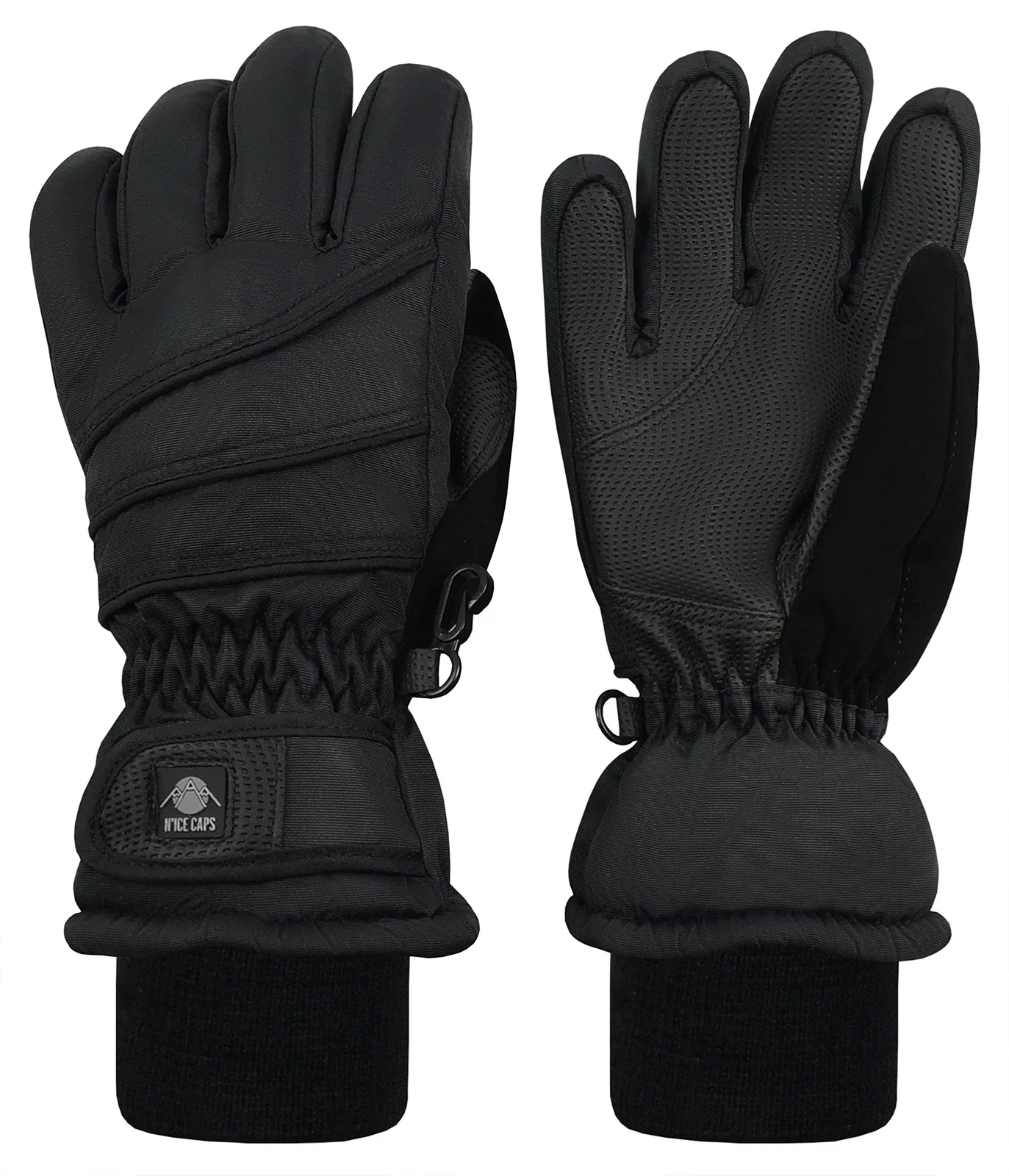 N'Ice Caps Kids Waterproof Thinsulate Warm Winter Snow Gloves Black 1
