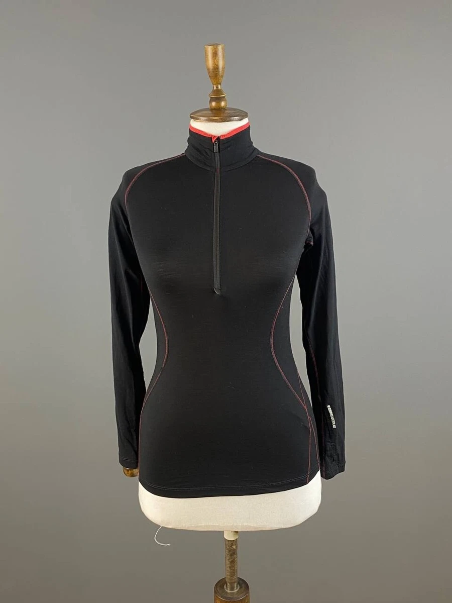 ICEBREAKER GT Technical 200 Black Merino Wool Long Sleeve Top Base