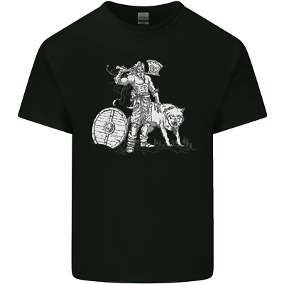 T-Shirt Viking With a Wolf and Shield Thor Walhalla Kinder Kinder