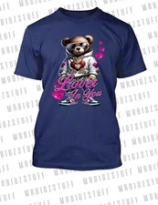 Valentine's Day Tee Shirt Teddy Bear Pink Hearts  Love Hip Hop T Pro Club Shaka