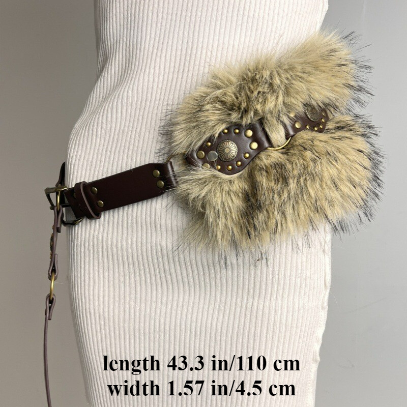 Fur Leather Belt Women Punk belt Faux Leather Waist Belts