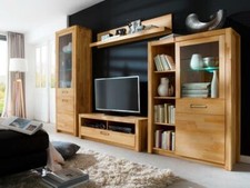 WOHNWAND KERNBUCHE MASSIV GEÖLT SCHRANKWAND WOHNZIMMER-ANBAUWAND NEU