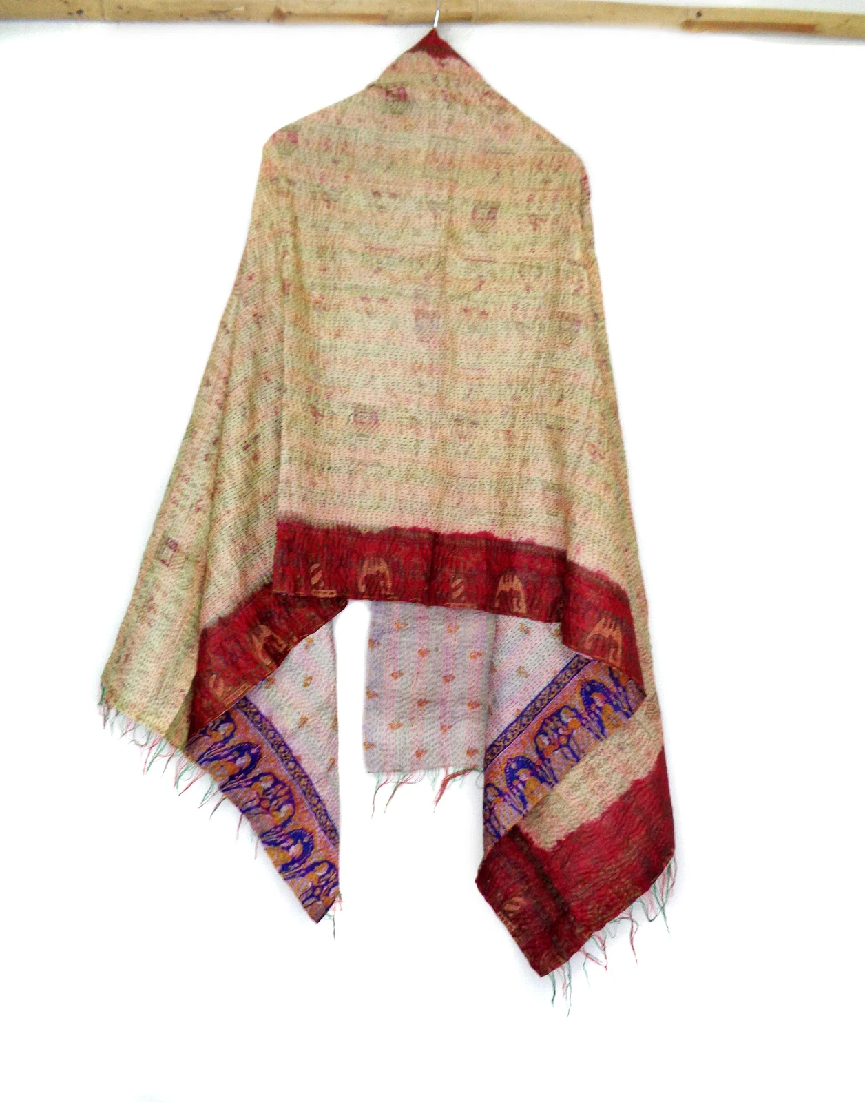 Silk Kantha Scarf Head Wrap Stole Dupatta Hand Quilted Women Bandanas headband