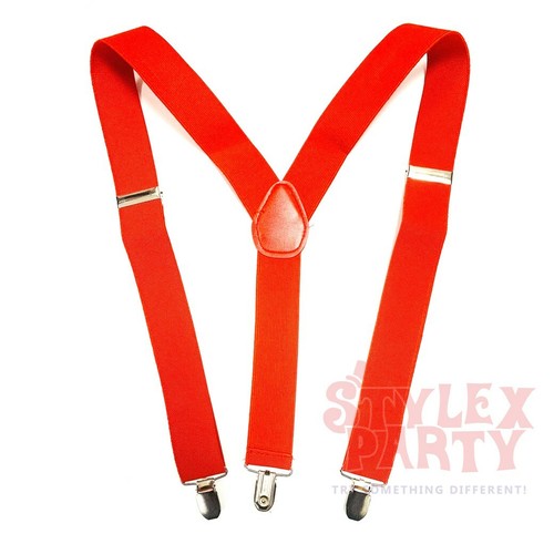WIDE ADJUSTABLE BRACES SUSPENDERS ELASTIC PLAIN COLOURS CLASSIC GENTS LADIES UK - Afbeelding 2 van 28
