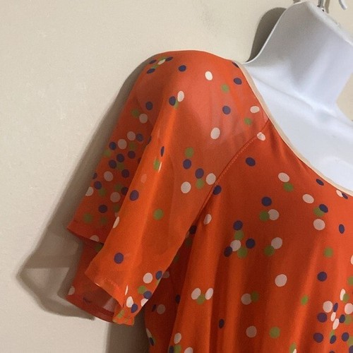 Ya Los Angeles Orange Flutter Sleeve Sundress women S polka dot Y2K silk retro - Picture 3 of 9