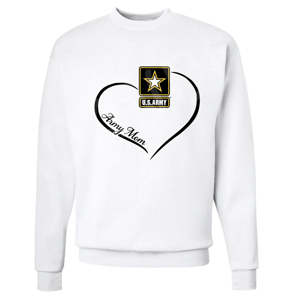 🔥 US Army Mom Crewneck Sweatshirt Proud Military Ladies USA Gift