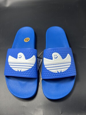 Adidas Mens Blue Shmoofoil GY6942 Comfort Slip On Slide Sandal Size US 12