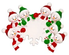 Dangling Snowman Family of 7 Personalized Christmas Ornament