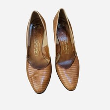 Vintage Genuine Reptile Heels Brown Thomas Cort Pumps Womans Shoe Size 8.5B