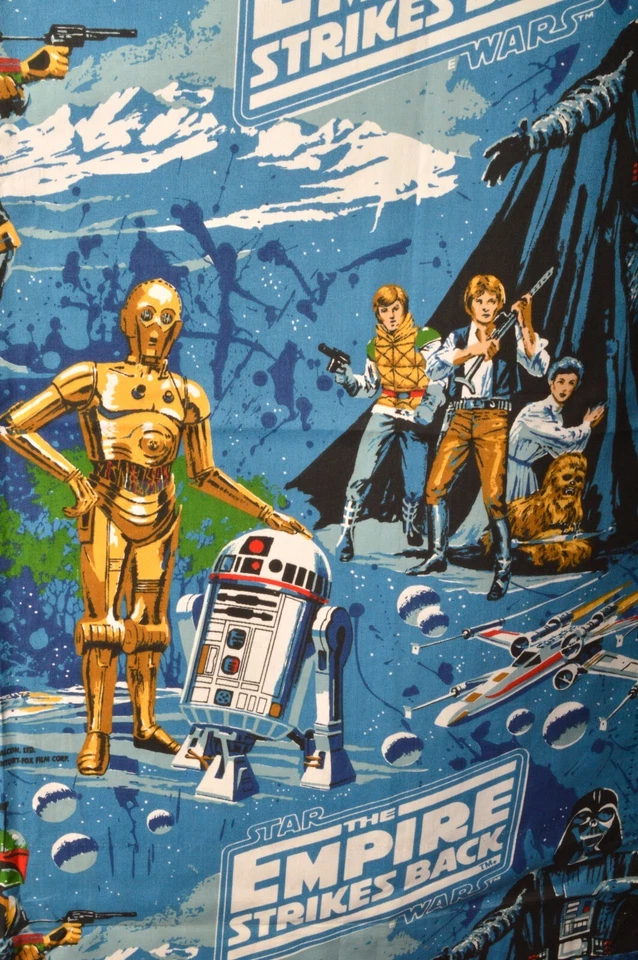 Set of 2 Vintage Star Wars Empire Strikes Back Curtains 1979 Black Falcon 70s - Image 4 of 4