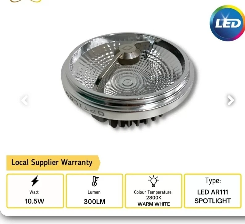 OPTILED ARRAY-M 10.5W 12VAC 20D 2800K WARM WHITE NON DIMMABLE LED AR111... - Image 2 of 4