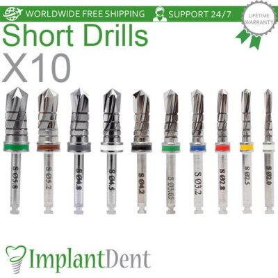 10x Dental Short Drills 11.5mm External Irrigated Stainless Steel Dentistry Tool