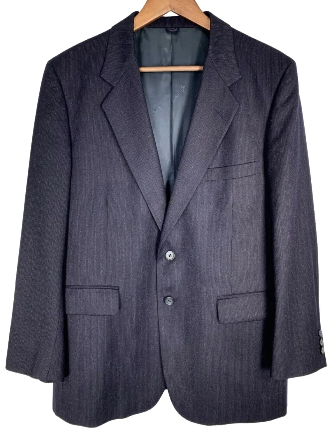 Givenchy Giacca Uomo 40 Navy Gessato Lana Cappotto Sportivo Manica Sartoriale Vintage