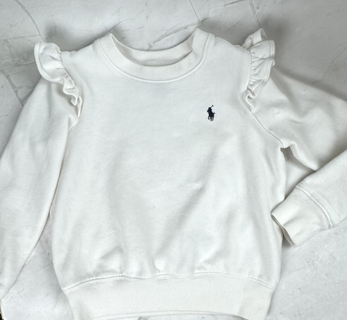 Polo Ralph Lauren Ruffled Fleece Sweatshirt Girls S (7) Sweater White