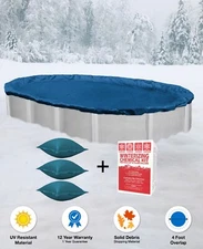 15'x30' Oval Above Ground Winter Pool Cover + 4x4 Air Pillows + Winterizing Kit