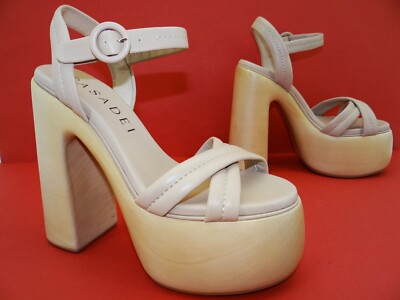 Casadei Roxy Plateau Palatform Rimen Sandalen Clogs Damen Schuhe Leder Gr.39