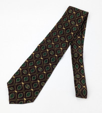 Lord  Taylor Metropolitan Vintage Brown Silk Vtg Tie w/ Pattern 58" Long 4" W