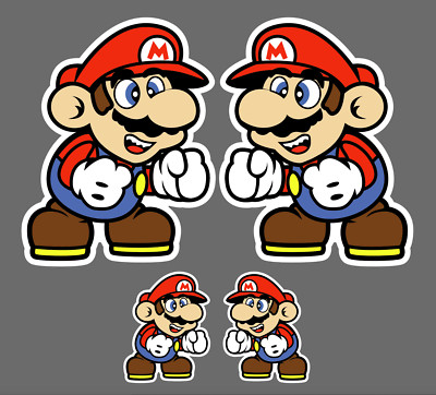 Mario Vinyl Sticker Decal Super Mario Bros Cartoon Luigi Yoshi - 4 for 1