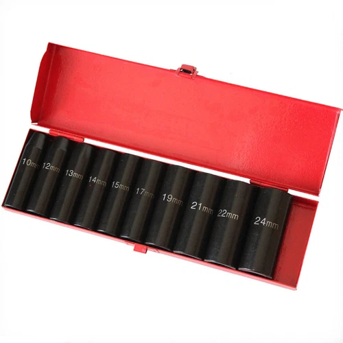 11pc Air Impact Deep Socket Set 10-24mm Dr.1/2 78mm CAR CRV Metric Gagage Repari