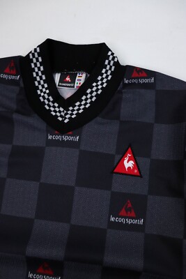 90s Vintage Made in England Le Coq Sportif Racing Gray Checkered