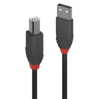 Lindy 36671 USB-Kabel 0,5m USB 2.0 USB AUF USB B Schwarz, Grau